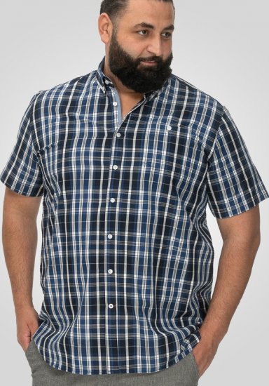 D555 Walsall Button Down Collar Short Sleeve Shirt Navy Shirt - Srajce - Moške srajce za Močnejše Postave