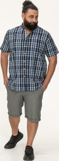 D555 Walsall Button Down Collar Short Sleeve Shirt Navy Shirt - Srajce - Moške srajce za Močnejše Postave