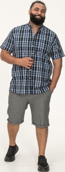 D555 Walsall Button Down Collar Short Sleeve Shirt Navy Shirt - Srajce - Moške srajce za Močnejše Postave