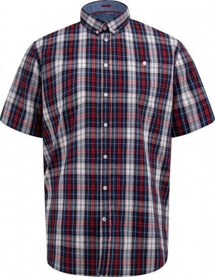 D555 Shields Button Down Collar Short Sleeve Shirt With Pocket Red Check - Srajce - Moške srajce za Močnejše Postave