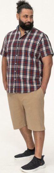 D555 Shields Button Down Collar Short Sleeve Shirt With Pocket Red Check - Srajce - Moške srajce za Močnejše Postave