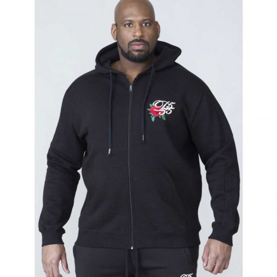 D555 Verlin Couture Full Zip Hoodie Black - Puloverji & jopice - Moški Puloverji & Jopice za Močnejše Postave