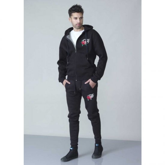 D555 Verlin Couture Full Zip Hoodie Black - Puloverji & jopice - Moški Puloverji & Jopice za Močnejše Postave