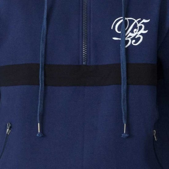 D555 Sergio Half Zip Hoodie Navy - Puloverji & jopice - Moški Puloverji & Jopice za Močnejše Postave