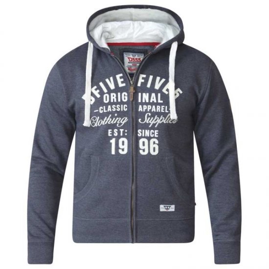 D555 Vadal Full Zip Hoodie Charcoal - Puloverji & jopice - Moški Puloverji & Jopice za Močnejše Postave