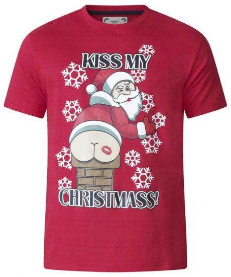 D555 Naughty X-mas T-shirt Red - Kratke Majice - Moške kratke majice za močnejše postave