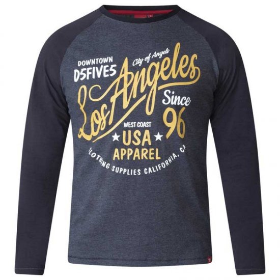 D555 Neill Long Sleeve T-shirt Black - Kratke Majice - Moške kratke majice za močnejše postave