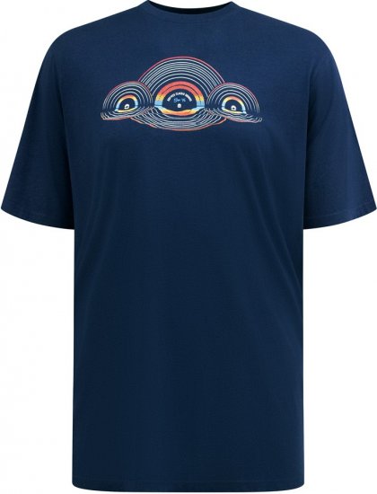 D555 Cheltenham Record With Reflection Printed T-shirt French Navy - Kratke Majice - Moške kratke majice za močnejše postave