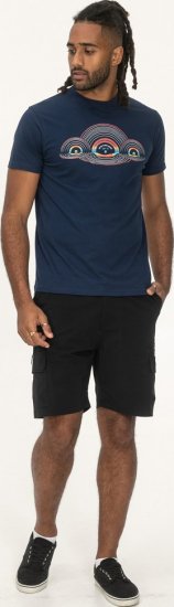 D555 Cheltenham Record With Reflection Printed T-shirt French Navy - Kratke Majice - Moške kratke majice za močnejše postave