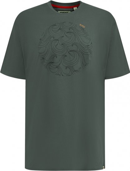 D555 Poole Circle Wave Printed Crew Neck T-shirt Khaki - Kratke Majice - Moške kratke majice za močnejše postave