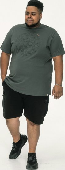 D555 Poole Circle Wave Printed Crew Neck T-shirt Khaki - Kratke Majice - Moške kratke majice za močnejše postave