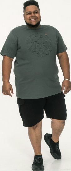 D555 Poole Circle Wave Printed Crew Neck T-shirt Khaki - Kratke Majice - Moške kratke majice za močnejše postave