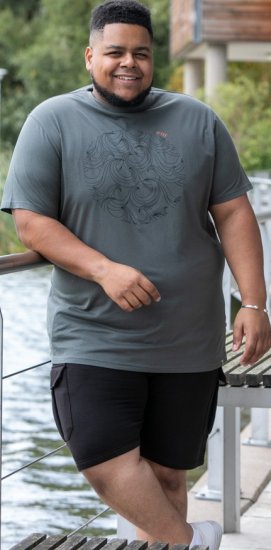 D555 Poole Circle Wave Printed Crew Neck T-shirt Khaki - Kratke Majice - Moške kratke majice za močnejše postave