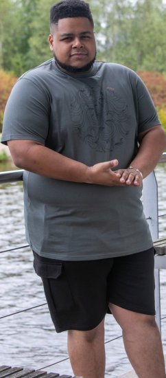 D555 Poole Circle Wave Printed Crew Neck T-shirt Khaki - Kratke Majice - Moške kratke majice za močnejše postave