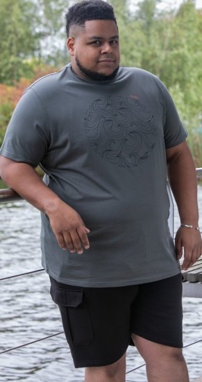 D555 Poole Circle Wave Printed Crew Neck T-shirt Khaki - Kratke Majice - Moške kratke majice za močnejše postave