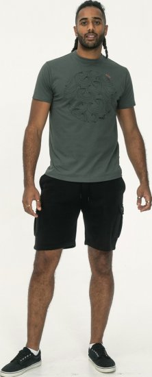 D555 Poole Circle Wave Printed Crew Neck T-shirt Khaki - Kratke Majice - Moške kratke majice za močnejše postave