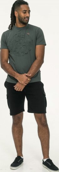 D555 Poole Circle Wave Printed Crew Neck T-shirt Khaki - Kratke Majice - Moške kratke majice za močnejše postave