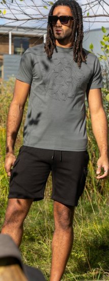 D555 Poole Circle Wave Printed Crew Neck T-shirt Khaki - Kratke Majice - Moške kratke majice za močnejše postave