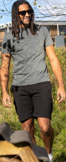 D555 Poole Circle Wave Printed Crew Neck T-shirt Khaki - Kratke Majice - Moške kratke majice za močnejše postave