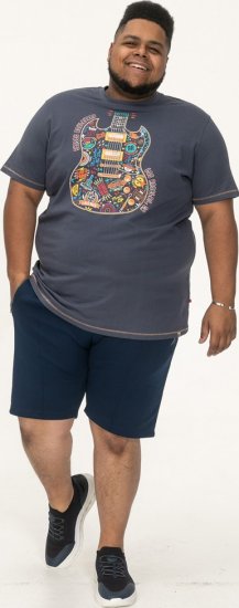 D555 Stockport Multi Coloured Guitar Printed T-Shirt Denim - Kratke Majice - Moške kratke majice za močnejše postave