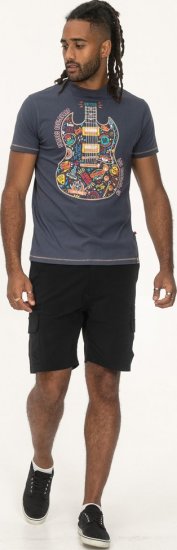 D555 Stockport Multi Coloured Guitar Printed T-Shirt Denim - Kratke Majice - Moške kratke majice za močnejše postave