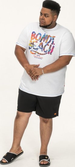 D555 SYDNEY Multi Coloured Bondi Beach Printed T-Shirt White - Kratke Majice - Moške kratke majice za močnejše postave