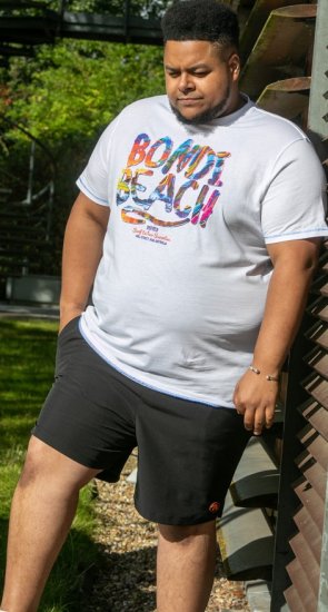 D555 SYDNEY Multi Coloured Bondi Beach Printed T-Shirt White - Kratke Majice - Moške kratke majice za močnejše postave