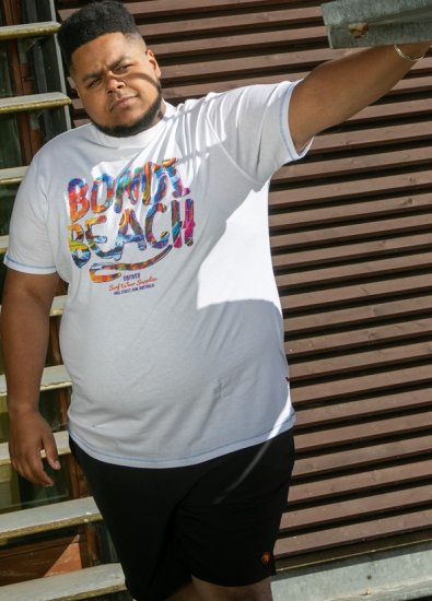 D555 SYDNEY Multi Coloured Bondi Beach Printed T-Shirt White - Kratke Majice - Moške kratke majice za močnejše postave