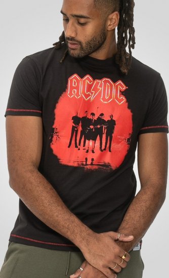 D555 Uxbridge Official AC/DC Band Printed Crew Neck T-Shirt Washed Black TALL SIZES - MOŠKA OBLAČILA MT-6XLT - DALJŠI kroji