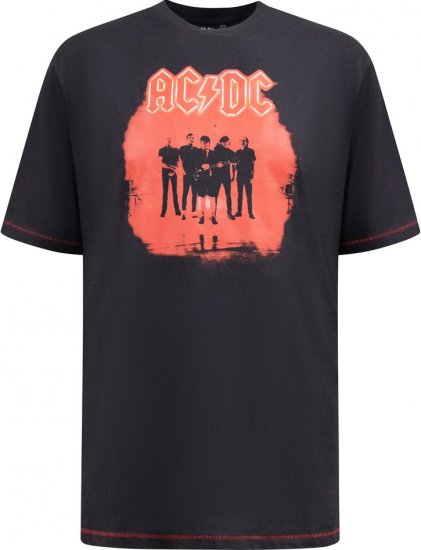 D555 Uxbridge Official AC/DC Band Printed Crew Neck T-Shirt Washed Black TALL SIZES - MOŠKA OBLAČILA MT-6XLT - DALJŠI kroji