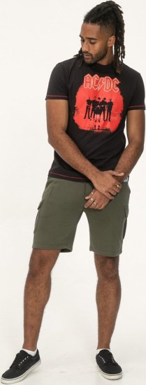 D555 Uxbridge Official ACDC Band Printed Crew Neck T-Shirt Washed Black - Kratke Majice - Moške kratke majice za močnejše postave