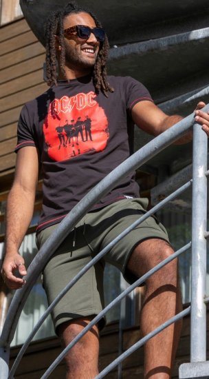 D555 Uxbridge Official ACDC Band Printed Crew Neck T-Shirt Washed Black - Kratke Majice - Moške kratke majice za močnejše postave