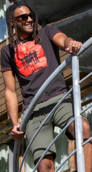 D555 Uxbridge Official ACDC Band Printed Crew Neck T-Shirt Washed Black - Kratke Majice - Moške kratke majice za močnejše postave