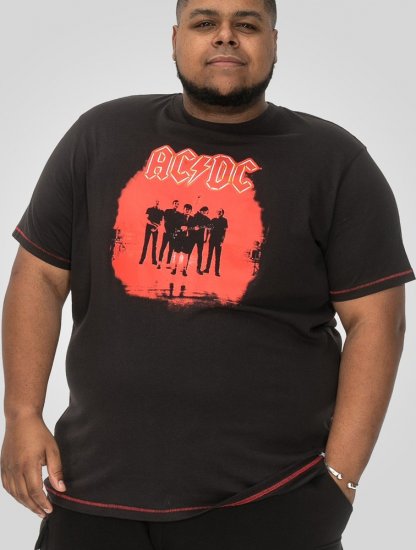 D555 Uxbridge Official AC/DC Band Printed Crew Neck T-Shirt Washed Black TALL SIZES - MOŠKA OBLAČILA MT-6XLT - DALJŠI kroji