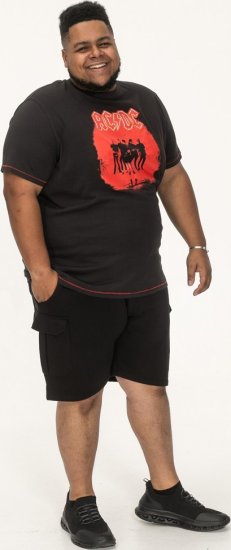 D555 Uxbridge Official AC/DC Band Printed Crew Neck T-Shirt Washed Black TALL SIZES - MOŠKA OBLAČILA MT-6XLT - DALJŠI kroji