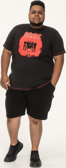 D555 Uxbridge Official AC/DC Band Printed Crew Neck T-Shirt Washed Black TALL SIZES - MOŠKA OBLAČILA MT-6XLT - DALJŠI kroji