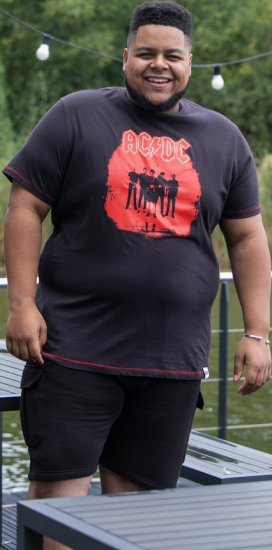 D555 Uxbridge Official AC/DC Band Printed Crew Neck T-Shirt Washed Black TALL SIZES - MOŠKA OBLAČILA MT-6XLT - DALJŠI kroji
