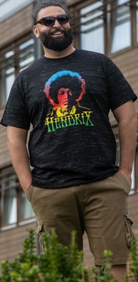 D555 Hendrix Official Jimi Hendrix Printed Crew Neck T-Shirt Black Reno - Majice z glasbenimi skupinami - 