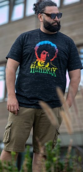 D555 Hendrix Official Jimi Hendrix Printed Crew Neck T-Shirt Black Reno - Majice z glasbenimi skupinami - 