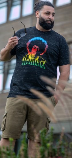 D555 Hendrix Official Jimi Hendrix Printed Crew Neck T-Shirt Black Reno - Majice z glasbenimi skupinami - 