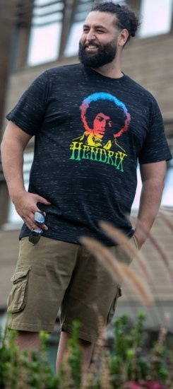 D555 Hendrix Official Jimi Hendrix Printed Crew Neck T-Shirt Black Reno - Majice z glasbenimi skupinami - 