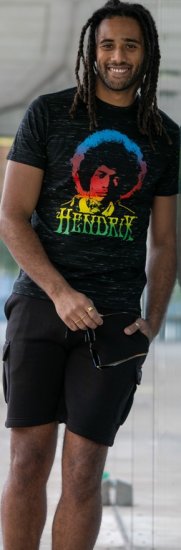 D555 Hendrix Official Jimi Hendrix Printed Crew Neck T-Shirt Black Reno - Majice z glasbenimi skupinami - 