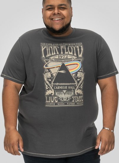 D555 HANLEY Official Pink Floyd Crew Neck T-Shirt Dark Grey - Kratke Majice - Moške kratke majice za močnejše postave