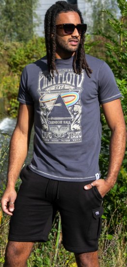 D555 HANLEY Official Pink Floyd Crew Neck T-Shirt Dark Grey - Kratke Majice - Moške kratke majice za močnejše postave