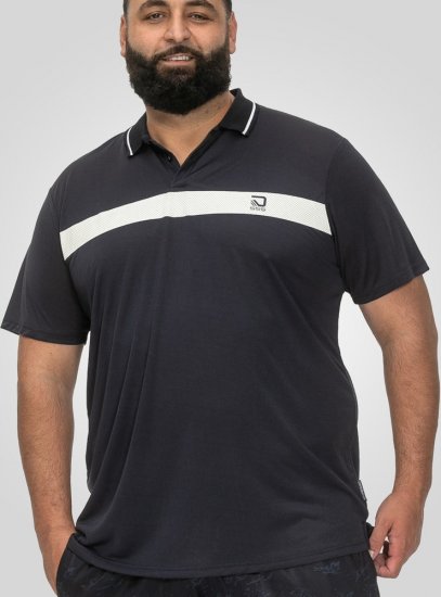 D555 Hinckley Stretch Polo With Contrast Tipping Collar Navy - Polo majice - Moške Polo Majice za Močnejše Postave