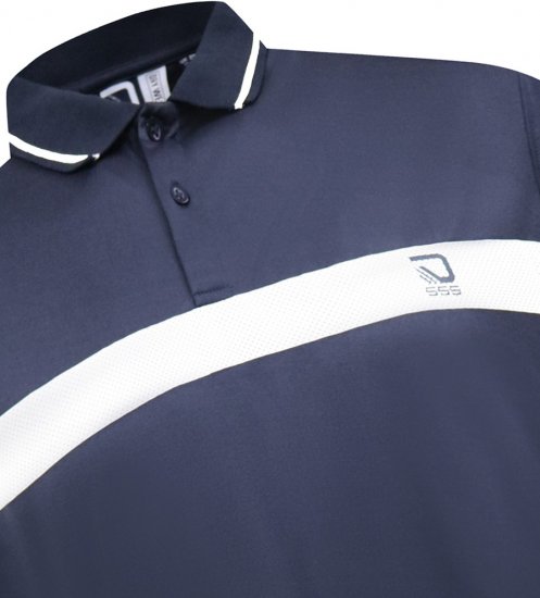 D555 Hinckley Stretch Polo With Contrast Tipping Collar Navy - Polo majice - Moške Polo Majice za Močnejše Postave