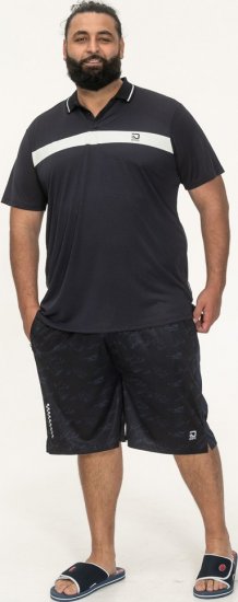 D555 Hinckley Stretch Polo With Contrast Tipping Collar Navy - Polo majice - Moške Polo Majice za Močnejše Postave