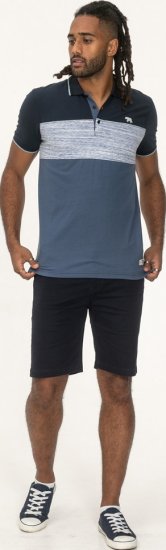 D555 Leeds Cut And Sew Polo With Jacquard Collar And Cuffs Navy - Polo majice - Moške Polo Majice za Močnejše Postave