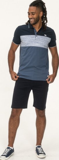 D555 Leeds Cut And Sew Polo With Jacquard Collar And Cuffs Navy - Polo majice - Moške Polo Majice za Močnejše Postave