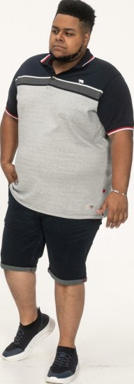 D555 Tipton Stripe Jacquard Short Sleeve Polo Navy - Polo majice - Moške Polo Majice za Močnejše Postave